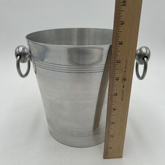 Rare PERRIER JOUET CHAMPAGNE Metal Ice Bucket Knob & Ring Handles France Vintage - Picture 3 of 7